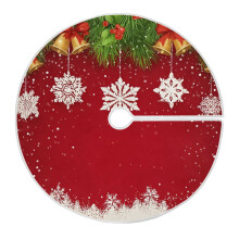 Jupe de sapin de Noël rouge avec flocons de neige et clochettes, décoration pour la maison, 120 cm
