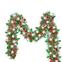 6ft Christmas Tinsel Garland with Snowflakes, Green & Red – for Tree, Wedding, Birthday, Party (Compatible with Holiday Decor)