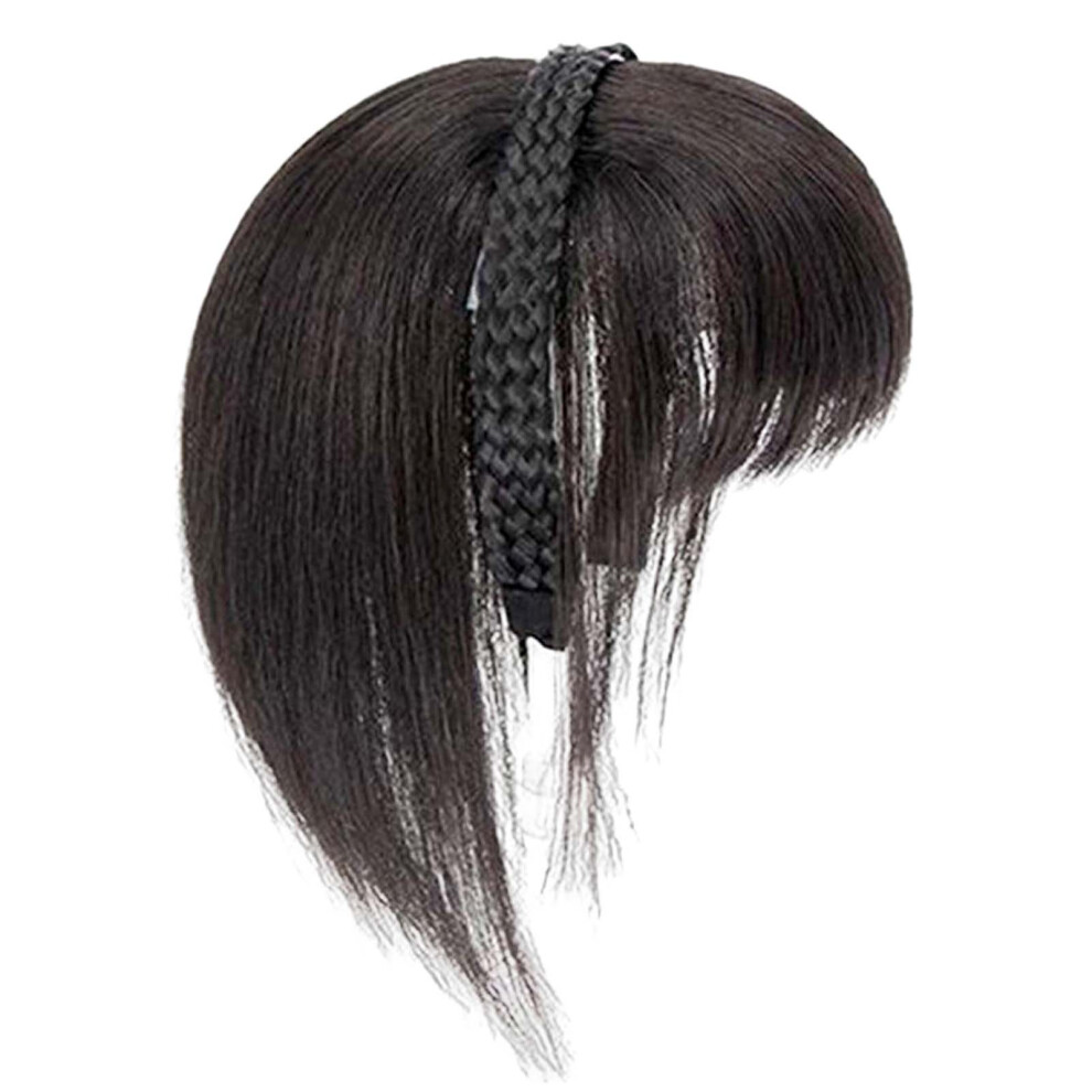 Dachuang Beauty (Brownish Black) Full Bangs Wig Headband - Invisible Hair Cover For Women