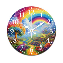 Rainbow Nature Retro Wall Clock – Mute, Battery-Powered, Compatible with Home, Living Room, Kitchen & Office Decor