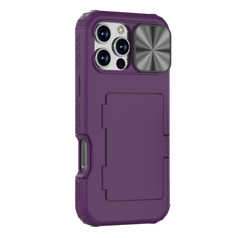 Iphone 16 Pro Case Wallet Â Built-In Card Holder (4-5 Cards), Slide Camera Cover, Military-Grade Drop Protection, Rugged Case Purple 9401284754008