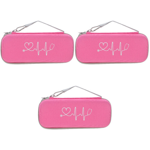 3Pièces Sac Transport Rose Pour Stéthoscope Coque Dure Résistante 2