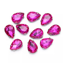 Strass in vetro di cristallo da cucire con retro piatto a forma di artiglio, perline artigianali fai da te per gioielli - Argento 13x18mm 10 pezzi -