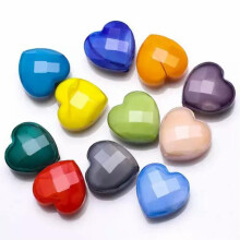 10 perline sfuse in vetro opaco sfaccettato a forma di cuore da 16 mm per la creazione di gioielli - Assortimento casuale