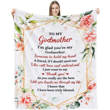 White Flannel Godmother Gift Throw Blanket, Soft Lightweight 50"x60", Compatible with All Seasons, Machine Washable