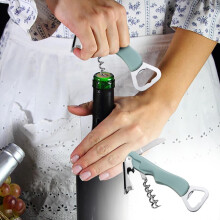 Abrebotellas/abridor de vino/cerveza 3 en 1 de acero inoxidable con cortador de cápsulas, diseño ergonómico – Compatible con todo tipo de