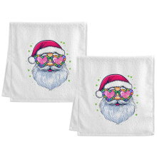Cute Christmas Santa Claus Hand Towels Set for Bathroom Cotton Face Towel Decorative 15.5x29.5 inch