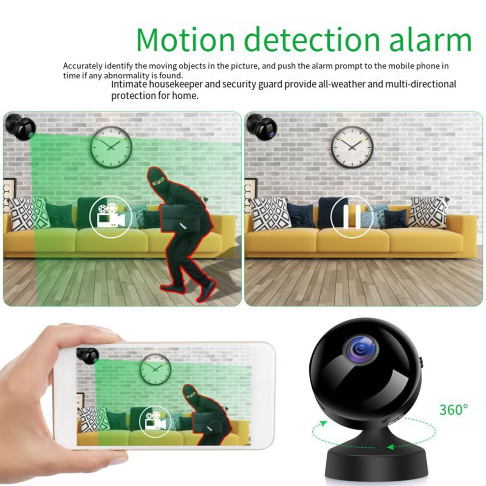 Wireless Security Camera,Smart Security Cameras,1080P Hd Night Vision Wifi Indoor Security Cameras,Mini Hidden Smart Pet Monitors For Home,360 Camera 9159796001614