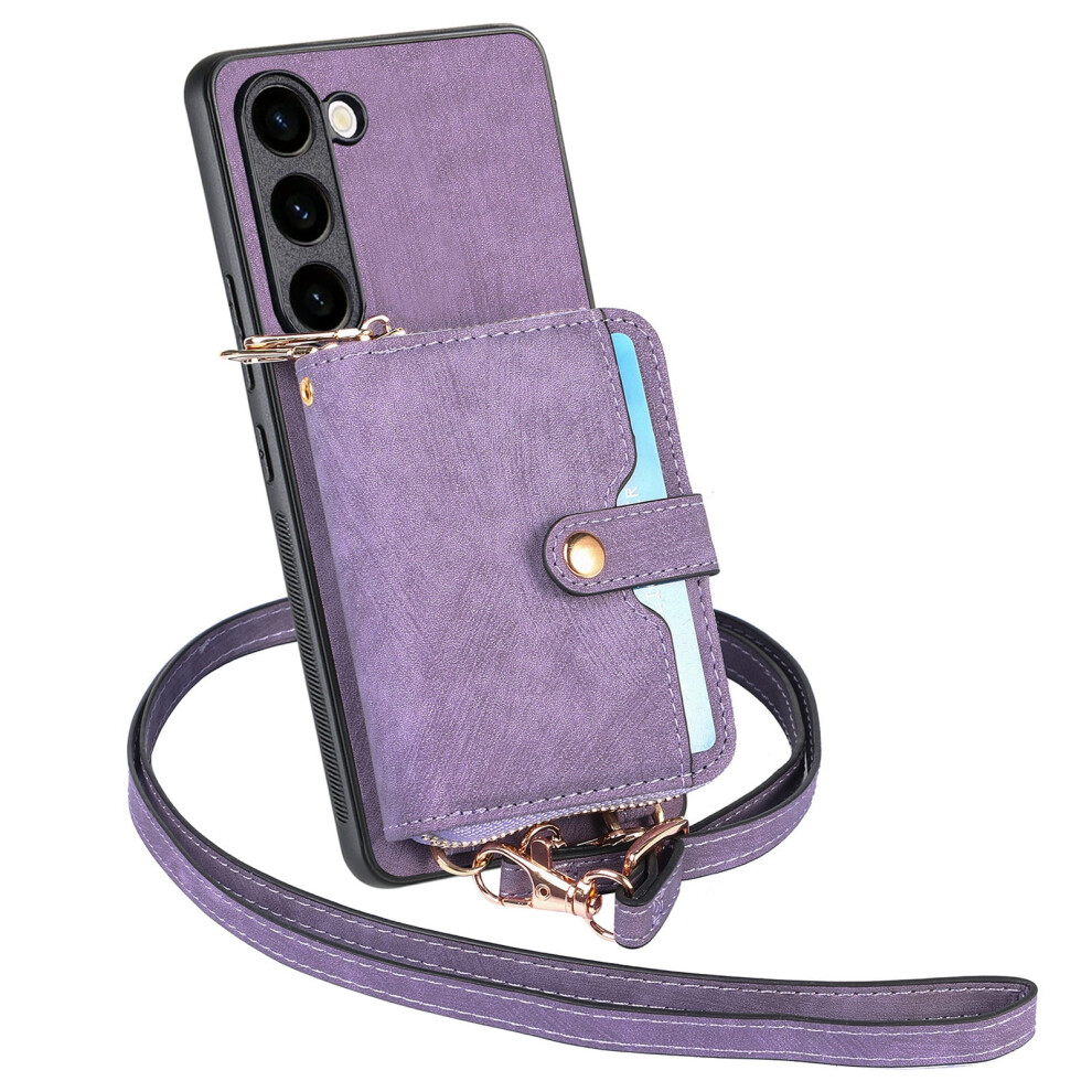 Wallet Case For Samsung Galaxy A15 5G Â Crossbody, Zipper, Card Holder, Wrist Strap, Compatible With Samsung A15 5G Purple 9401284756965