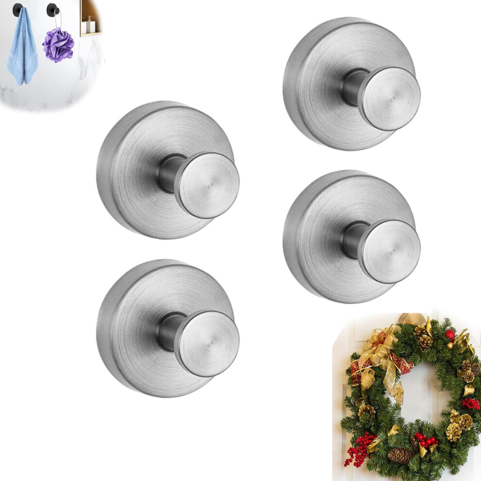No-Drill Suction Cup Hooks For Wreaths, Shower & Mirrors Â 4Pcs, Compatible With Glass 9165521798650