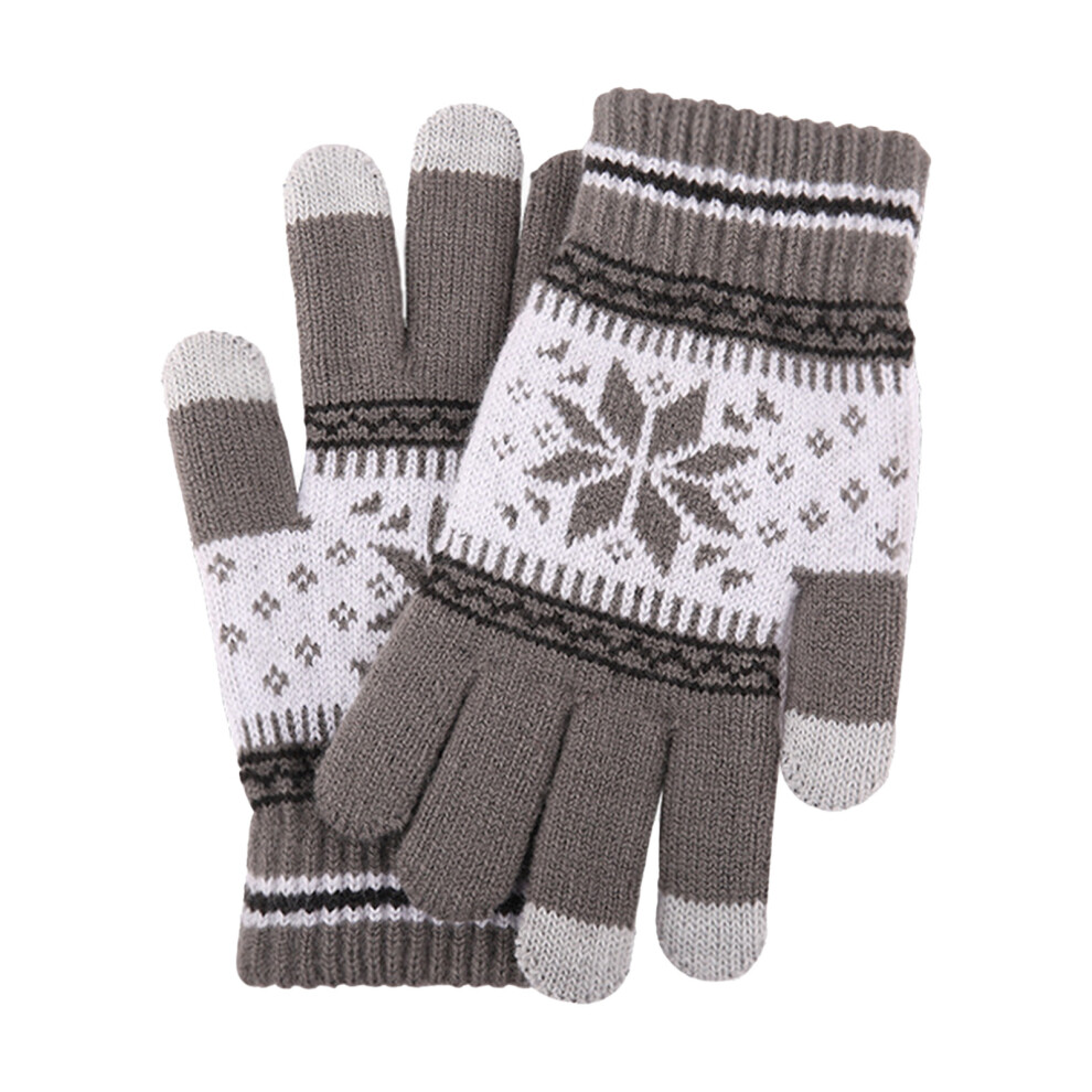 (Gray) Touchscreen Knit Gloves For Walking & Cycling 6253032972164