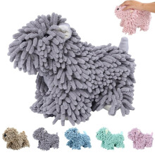 Cute Cartoon Dog Plush Hand Towel, Fluffy Soft Absorbent Microfiber, Puppy-Shaped Chenille Towel for Bathroom & Kitchen (Blue)