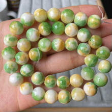 Cuentas redondas de jade de colores, 6 mm, 8 mm, 10 mm, 12 mm, piedra natural suelta para pulseras DIY - 28# Verde Amarillo - 8 mm (30 piezas)
