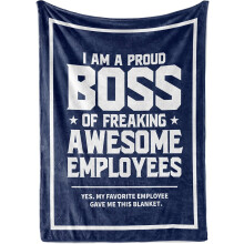 Plush Flannel Throw Blanket – 30x40in, Boss Day/Birthday/Retirement Gift for Men & Women, Blue, Compatible with Office Gifting