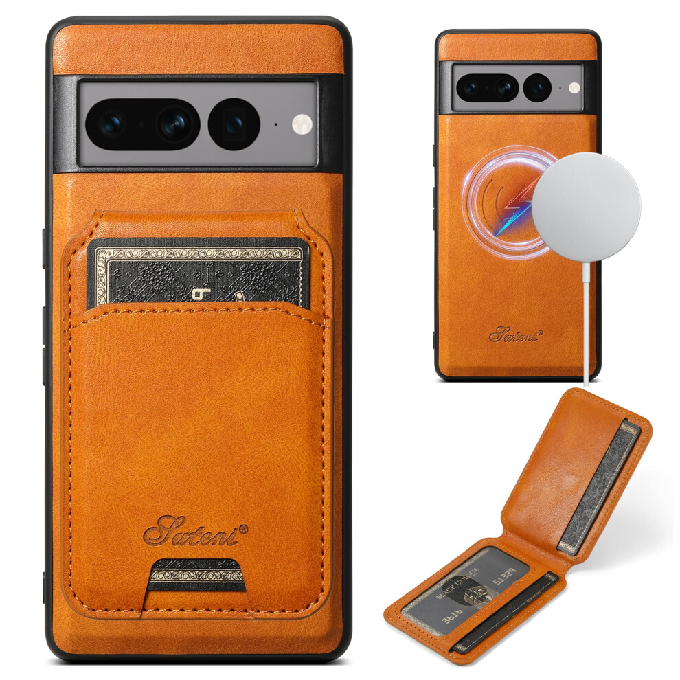 Magnetic Pixel 7 Case With Detachable Card Wallet, Magsafe-Compatible, Flip Stand & Slim Design Â Khaki 9401284757078