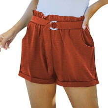 Shorts esportivos femininos plus size – Cintura alta, modelagem solta, bolsos, confortáveis para ioga, ciclismo, praia e verão – Compatíveis