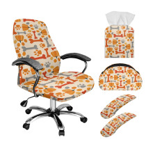 Pumpkin Paw Bone Print 5-Piece Office Chair Cover Set, Removable & Washable, Compatible with Standard Chairs