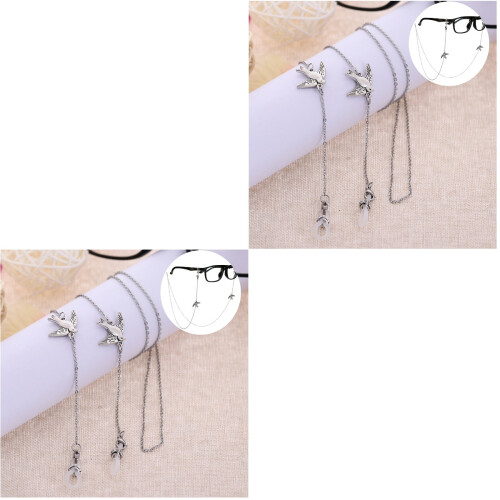 2Pièces Chaînes Argentées Pour Lunettes, Élégants Et Solides 1