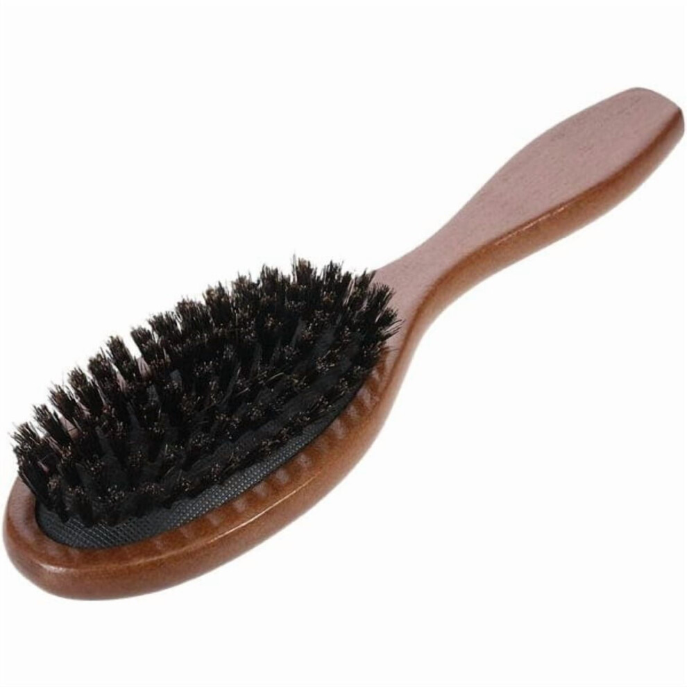 Brown/Black Natural Boar Bristle Hairbrush, Anti-Static Scalp Massage Comb,