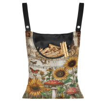 Mushroom & Sunflower Clothespin Holder Bag – Large Capacity Hanging Pantry Organizer, Compatible with Standard Clothespins