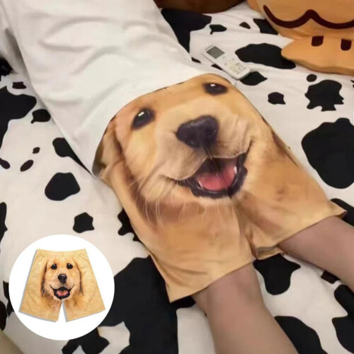 Polyester Shorts with Funny Dog Pattern for Casual Wear 1