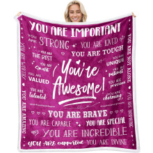 Women's Sherpa Blanket – "You Are Awesome" Inspirational Throw, 30"x40", Get Well & Friendship Gift – Compatible with Cozy Moments