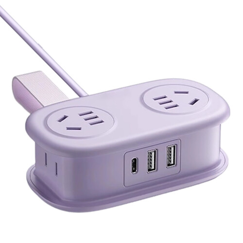 Power Strip Surge Protector, 5ft Flat Plug, 4 Outlets + 2 USB (1 USB-C), 3-Side Extender, Wall Mount, Compact – Compatible with US Outlets