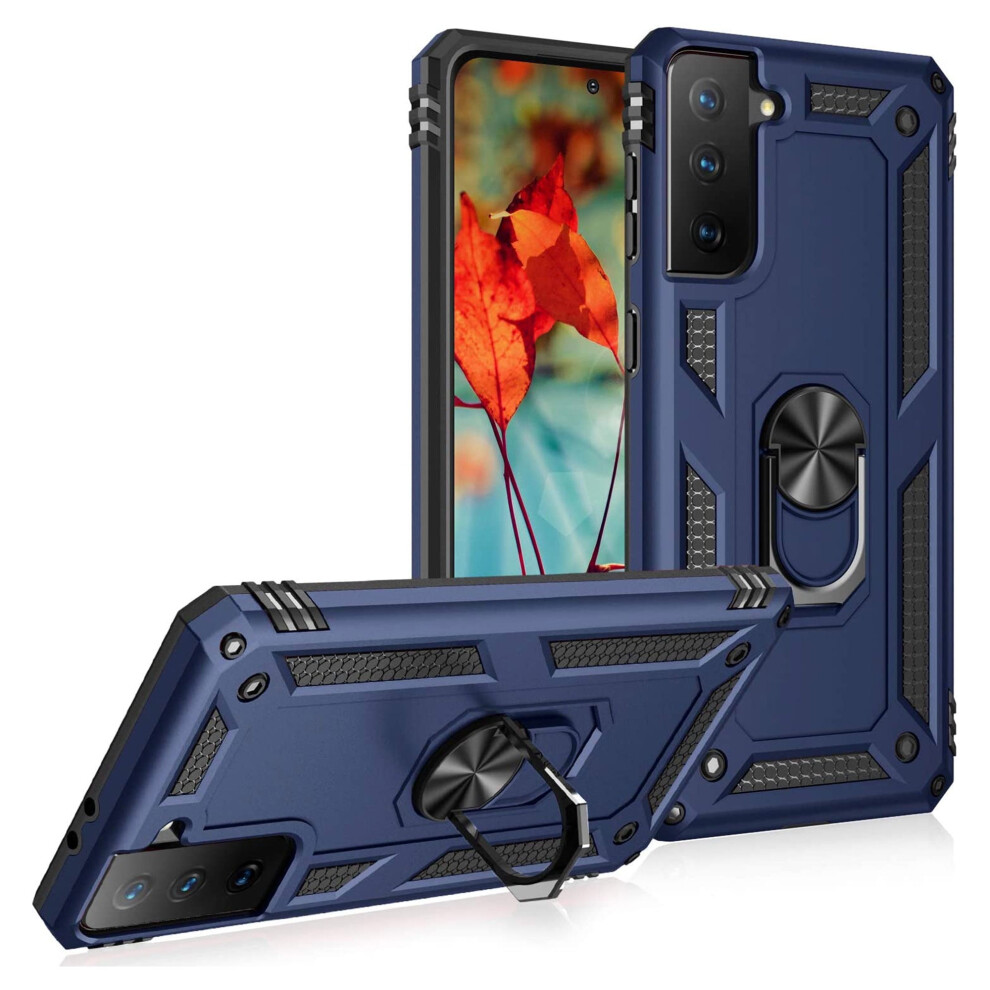 Compatible With Samsung Galaxy S21 5G Case Â Hybrid Rugged Shockproof Case With 360 Rotating Ring Holder & Kickstand Blue 9401284753674