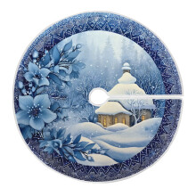 Christmas Tree Skirt Snow Night Xmas Tree Skirts Ornament Home Decorations 35.4"