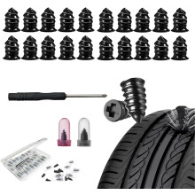 Tire Repair Kit with 2 Sizes Rubber Nails, Screw-in Plugs, Heavy-Duty Self-Service for Car/Motorcycle/Truck – Compatible with Vacuum Tires