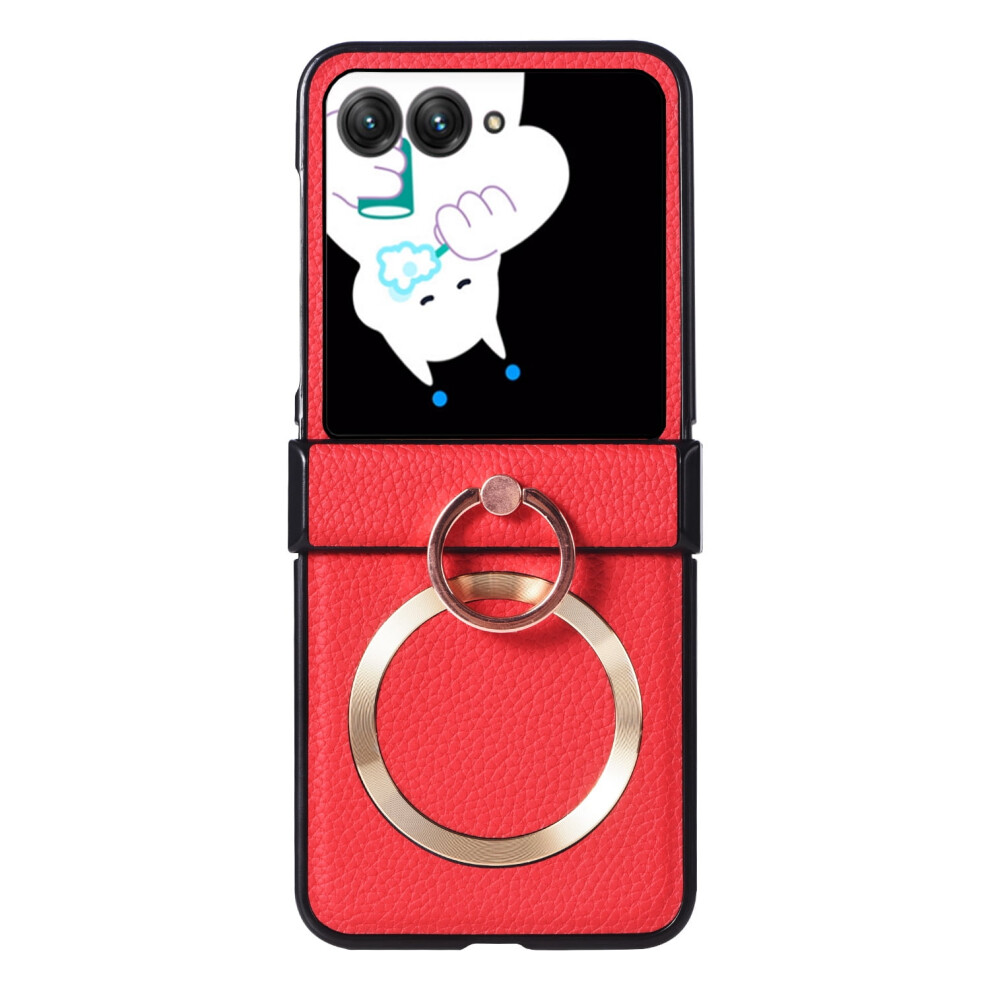 Allytechgroup Shockproof Leather Magsafe Case For Moto Razr 2024 Â Magnetic Ring Holder, Kickstand, Wireless Charging, Red 9401284754787