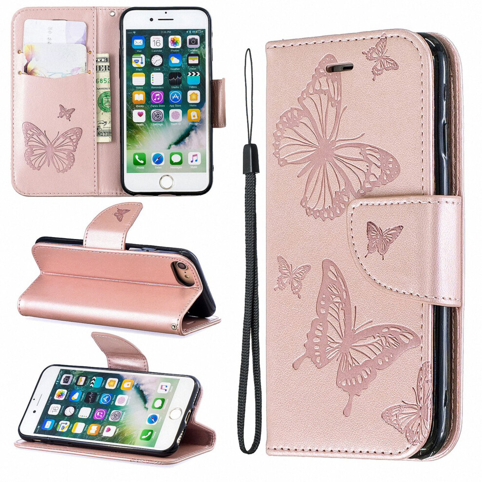 Butterfly Pu Leather Wallet Case For Iphone 7/8 With Pink 9180333342594