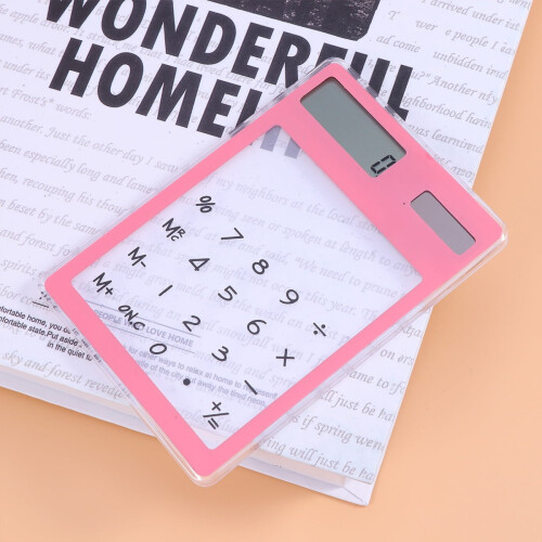 Desk Ultra-Thin Calculator LCD Screen Calculator Student 1pc Pink
