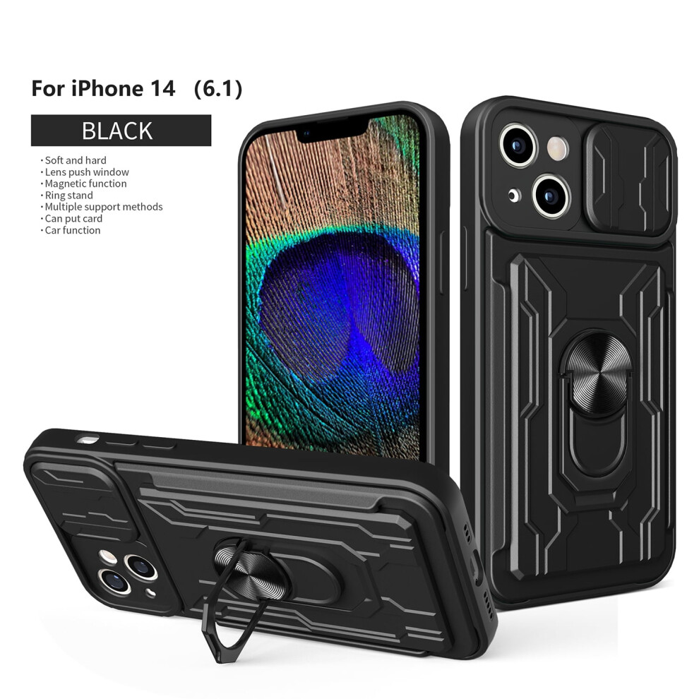 Iphone 14 Case With Sliding Camera Cover, Card Holder & Magnetic Kickstand Â Heavy Duty Protective Case For Compatible With Iphone 14 6.1" (2022), 9401284754220