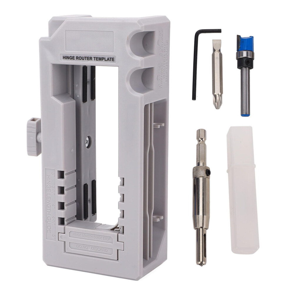 Door Hinge Locator & Adjustable Jig Kit Â 3Â5Â Length, Â¼Â5/8Â Thickness, Plastic With Silicone Pads, Depth Gauge, SelfâCentering Drill 9132278037271