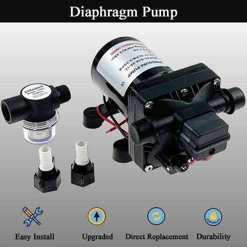Αντλία νερού για τροχόσπιτο 3.0GPM12V55PSI Αντλία νερού Revolution συμβατή με τροχόσπιτο, 1