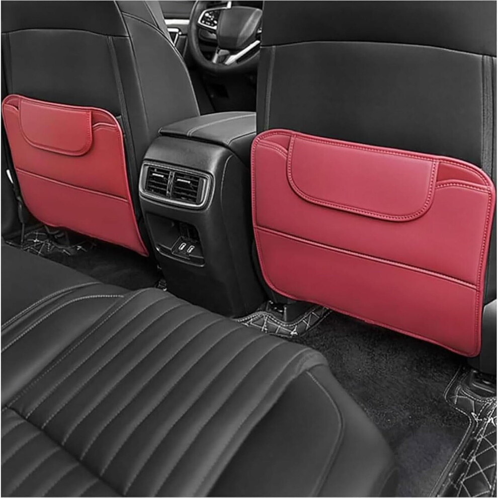 2 Pcs Car Seat Kick Mat, Leather Rear Seat Anti-Kick Mat Pad Back Seat Protector Prevent Dirt Mud And Scratch Interior Accessories, C/ Red 9464372766703