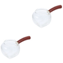 2Pièces Conteneur Crémier Verre Transparent Bois Marron