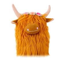 Highland Cow Plush Pillow Toy with Shaggy Fur 1 Piece