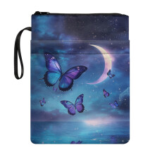 11.42 x 8.66 Inch Polyester Fabric Book Sleeve Protector - Book Carrying Case for Stationery, Accessories, Office, Butterfly and Moon Pattern