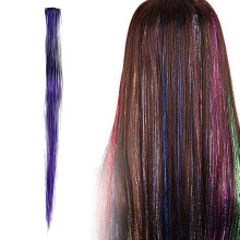 50cm Extensions Colored Straight Clip in on Hair Extension Rainbow Party Highlights Synthetic Hairpiece for Girls