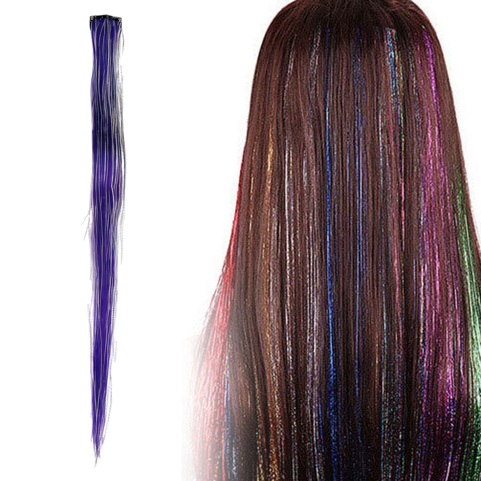 Unisex 50Cm Extensions Colored Straight Clip In On Hair Extension Rainbow Party Highlights Synthetic Hairpiece For Girls