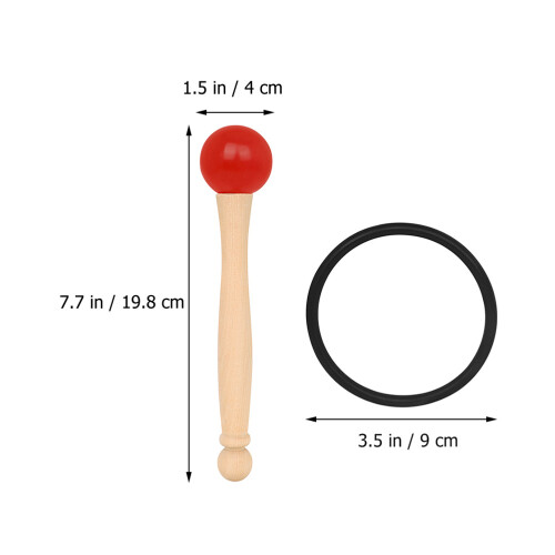 1Ensemble Accessoire Bol Chantant Maillet Bois Caoutchouc Rouge 1