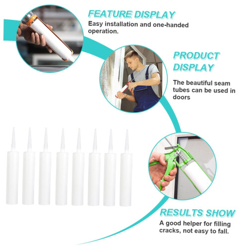 White Plastic Caulk Tubes 8 pcs Refillable Washable 2
