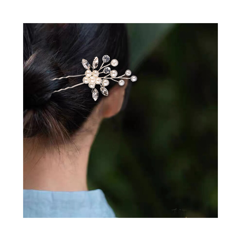 Dachuang Beauty Silver (Silver) Rhinestone U-Shape Hairpin For Women & Girls