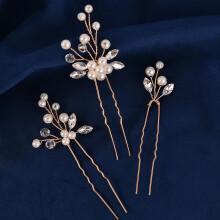 (Gold) Rhinestone U-Shape Hairpin for Women & Girls