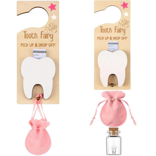 Κιτ παραλαβής και παράδοσης Tooth Fairy, κρεμάστρα πόρτας με υποδοχή για χρήματα,