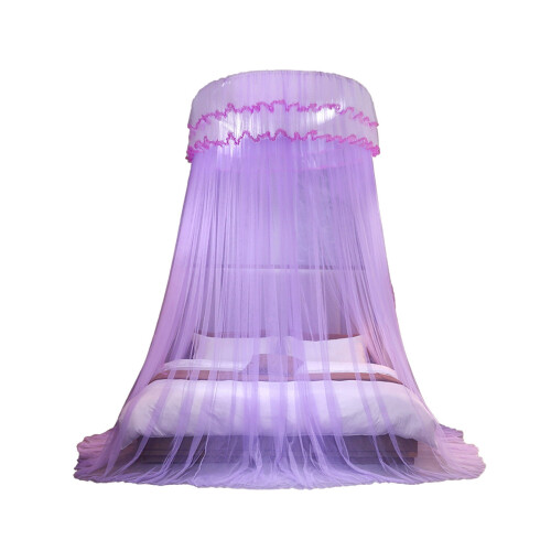 Dome Net Ceiling-Mounted Princess Bed with Foldable Ruffled