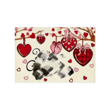 Linen Placemats Heart Letter Print Heat Resistant 12x18 Inch