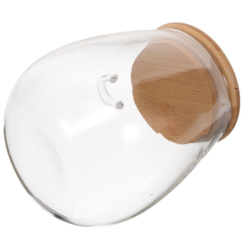2Pièces Bocal Verre Transparent Couvercle Bois Usage Rangement 1